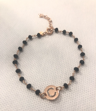 Bracciale in argento rosè con cristalli e lettera alfabeto