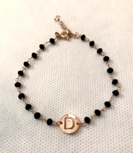 Bracciale in argento rosè con cristalli e lettera alfabeto